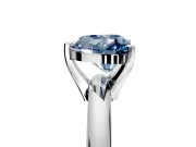 Solitaire Engagement Ring Setting for Fancy Blue Heart-Shaped Center with Wire Band and Prong Head in Sterling Silver