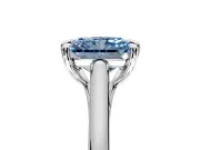 Solitaire Engagement Ring Setting for Fancy Blue Radiant Cut Center with Cathedral Band and Prong Head in Sterling Silver