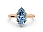 Solitaire Engagement Ring Setting for Fancy Blue Marquise Center with Narrow Cathedral Band and Prong Head in Rose Gold