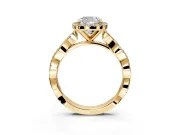 Halo Engagement Ring Setting for Cushion Cut Center with Pave and Plain Twist Band and Prong Head in Yellow Gold