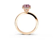 Solitaire Engagement Ring Setting for Fancy Pink Round Cut Center with Fine Wire Band and Prong Head in Rose Gold