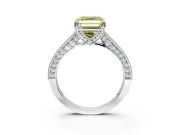 Solitaire Engagement Ring Setting for Fancy Yellow Asscher Cut Center with Milgrain-Framed Pave Band and Prong Head in Sterling Silver