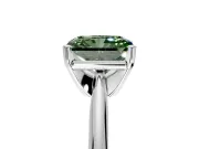 Solitaire Engagement Ring Setting for Fancy Green Radiant Cut Center with Knife Ridge Band and Claw Prong Head in White Gold