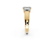3 Stone Engagement Ring Setting for Emerald Cut Center with Raised Basket Heads and Prong Head in Yellow Gold