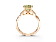 Solitaire Engagement Ring Setting for Fancy Yellow Princess Cut Center with Pave Rail Split Shank and Prong Head in Rose Gold