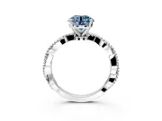 Solitaire Engagement Ring Setting for Fancy Blue Round Cut Center with Twist Band and Bead Prong Head in Sterling Silver