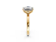 Fancy Blue Round Cut and Emerald Cut Lab-Grown Diamond Toi et Moi Engagement Ring with Prong-Set Stones in Yellow Gold