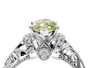 Solitaire Engagement Ring Setting for Fancy Yellow Marquise Center with Filigree Accent Basket and Prong Head in Platinum