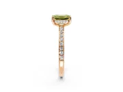 Solitaire Engagement Ring Setting for Fancy Yellow Emerald Cut Center with Fine Pave Band and Prong Head in Rose Gold
