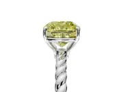 Solitaire Engagement Ring Setting for Fancy Yellow Cushion Cut Center with Plain Twisted Rope Band and Prong Head in White Gold
