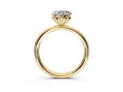Low-Set Solitaire Engagement Ring Setting for Heart-Shaped Center with Thin Plain Band and Prong Head in Yellow Gold