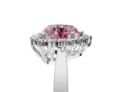 Starburst Halo Engagement Ring Setting for Fancy Pink Heart-Shaped Center with Flat Cathedral Band and Prong Head in Sterling Silver