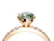 Solitaire Engagement Ring Setting for Fancy Green Marquise Center with Fine Pave Band and Claw Prong Head in Rose Gold