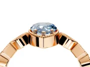 Milgrain Bezel Engagement Ring Setting for Fancy Blue Pear-Shaped Center with Marquise Stations and Bezel Head in Rose Gold
