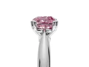 Solitaire Engagement Ring Setting for Fancy Pink Cushion Cut Center with Reverse Tapered Band and Prong Head in Platinum