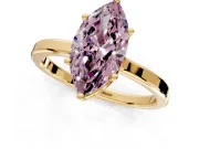 Hidden Halo Engagement Ring Setting for Fancy Pink Marquise Center with Wide Flat Plain Band and Prong Head in Yellow Gold