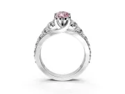 Solitaire Engagement Ring Setting for Fancy Pink Pear-Shaped Center with Graduated Shared Prongs and Prong Head in Sterling Silver