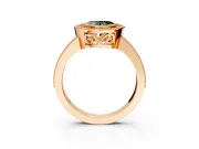 Halo Engagement Ring Setting for Fancy Green Heart-Shaped Center with Milgrain Halo, Pave Band and Prong Head in Rose Gold