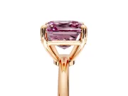 Minimalist Solitaire Engagement Ring Setting for Fancy Pink Asscher Cut Center with Thin Band and Prong Head in Rose Gold