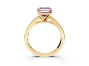 Solitaire Engagement Ring Setting for Fancy Pink Asscher Cut Center with Princess Cut Channel Band and Prong Head in Yellow Gold