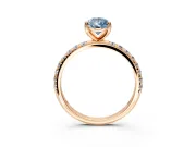 Solitaire Engagement Ring Setting for Fancy Blue Pear-Shaped Center with Micro Pave Band and Prong Head in Rose Gold