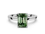 Solitaire Engagement Ring Setting for Fancy Green Emerald Cut Center with Basket Rail and Prong Head in Platinum