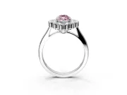 Cluster Halo Engagement Ring Setting for Fancy Pink Marquise Center with Milgrain Bezel Accents and Prong Head in Platinum