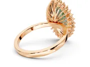 Halo Engagement Ring Setting for Fancy Green Marquise Center with Milgrain Bezel Rim, Plain Band and Prong Head in Rose Gold
