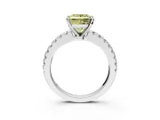 Solitaire Engagement Ring Setting for Fancy Yellow Princess Cut Center with Single Row Accent Band and Prong Head in Platinum