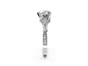 Solitaire Engagement Ring Setting for Heart-Shaped Center with Marquise and Bezel Accents and Prong Head in Sterling Silver