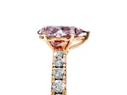 Solitaire Engagement Ring Setting for Fancy Pink Pear-Shaped Center with Large Accent Band and Prong Head in Rose Gold