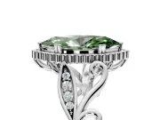 Halo Engagement Ring Setting for Fancy Green Marquise Center with Leaf Motif Split Shank and Prong Head in Platinum