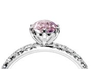 Solitaire Engagement Ring Setting for Fancy Pink Pear-Shaped Center with Shared-Prong Accents and Prong Head in Sterling Silver