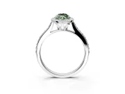 Halo Engagement Ring Setting for Fancy Green Marquise Center with Pave Accents, Heart Basket and Prong Head in Sterling Silver