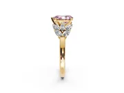 Leaf Cluster Engagement Ring Setting for Fancy Pink Pear-Shaped Center with Marquise Accents and Prong Head in Yellow Gold