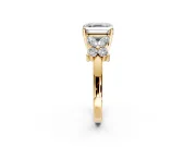Floral Engagement Ring Setting for Asscher Cut Center with Marquise Cluster Shoulders and Prong Head in Yellow Gold