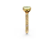 Rope Engagement Ring Setting for Fancy Yellow Asscher Cut Center with Accent Shoulders and Prong Head in Yellow Gold