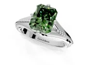 Solitaire Engagement Ring Setting for Fancy Green Radiant Cut Center with Milgrain Cathedral Band and Prong Head in Platinum