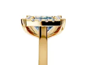 Single Halo Engagement Ring Setting for Fancy Blue Princess Cut Center with Corner Claws, Plain Band and Prong Head in Yellow Gold