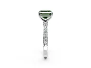 Solitaire Engagement Ring Setting for Fancy Green Asscher Cut Center with Round Cut Pave Band and Prong Head in Platinum
