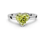 Solitaire Engagement Ring Setting for Fancy Yellow Heart-Shaped Center with Plain Band and Flat Tab Prong Head in Sterling Silver
