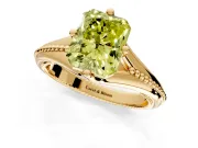 Solitaire Engagement Ring Setting for Fancy Yellow Radiant Cut Center with Milgrain Cathedral Band and Prong Head in Yellow Gold