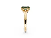 Solitaire Engagement Ring Setting for Fancy Green Emerald Cut Center with Plain Split Shank and Prong Head in Yellow Gold