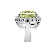 Starburst Halo Engagement Ring Setting for Fancy Yellow Princess Cut Center with Flat Cathedral Band and Prong Head in White Gold