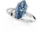 Solitaire Engagement Ring Setting for Fancy Blue Marquise Center with Reverse Tapered Band and Prong Head in Platinum