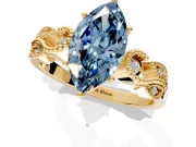 Leaf Engagement Ring Setting for Fancy Blue Marquise Center with Milgrain Accent Band and Prong Head in Yellow Gold