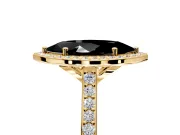 Halo Engagement Ring Setting for Fancy Black Marquise Center with Pave Accents, Heart Basket and Prong Head in Yellow Gold