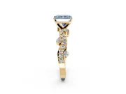 Solitaire Engagement Ring Setting for Fancy Blue Radiant Cut Center with Bar-Station Pave Twist and Prong Head in Yellow Gold
