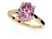 Solitaire Engagement Ring Setting for Fancy Pink Oval Center with Tapered Shoulders and Prong Head in Yellow Gold