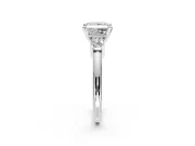 3 Stone Engagement Ring Setting for Princess Cut Center with Wide Plain Band and Prong Head in Sterling Silver